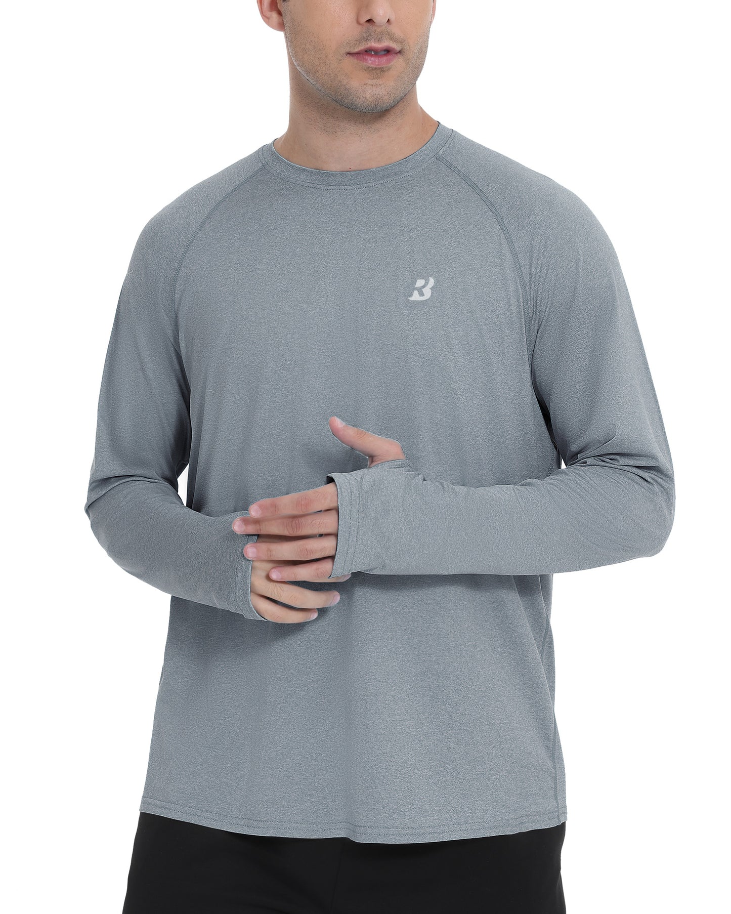 Roadbox UPF 50+ Mens Swim Shirts, Long Sleeve Sun Protection Fishing Rash Guard, Quick Dry UV Hiking Shirt with Thumbhole