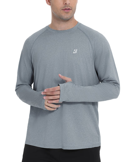 Roadbox UPF 50+ Mens Swim Shirts, Long Sleeve Sun Protection Fishing Rash Guard, Quick Dry UV Hiking Shirt with Thumbhole