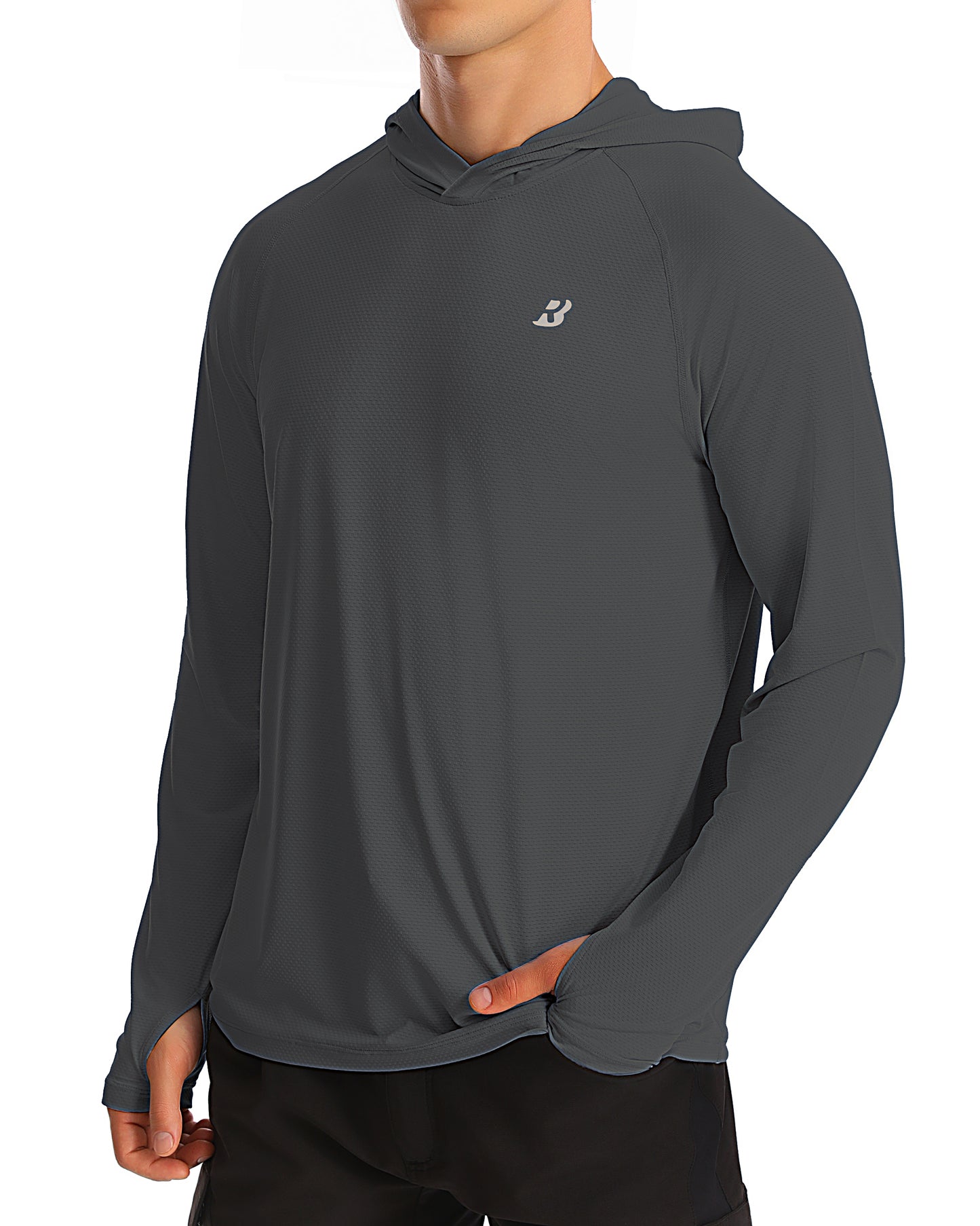 Roadbox UPF 50+ Fishing Shirts for Men, Long Sleeve UV Protection Sun Hoodie, Swim Rash Guard for Hiking Running Workout