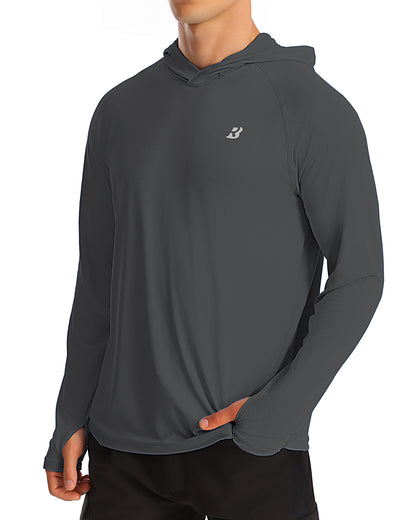 Roadbox UPF 50+ Fishing Shirts for Men, Long Sleeve UV Protection Sun Hoodie, Swim Rash Guard for Hiking Running Workout