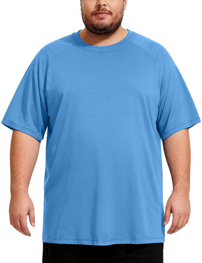 Men's Big and Tall Swim Shirts, UPF 50+ Sun Protection Short Sleeve Rash Guard, Quick Dry T-Shirt for Beach and Surfing