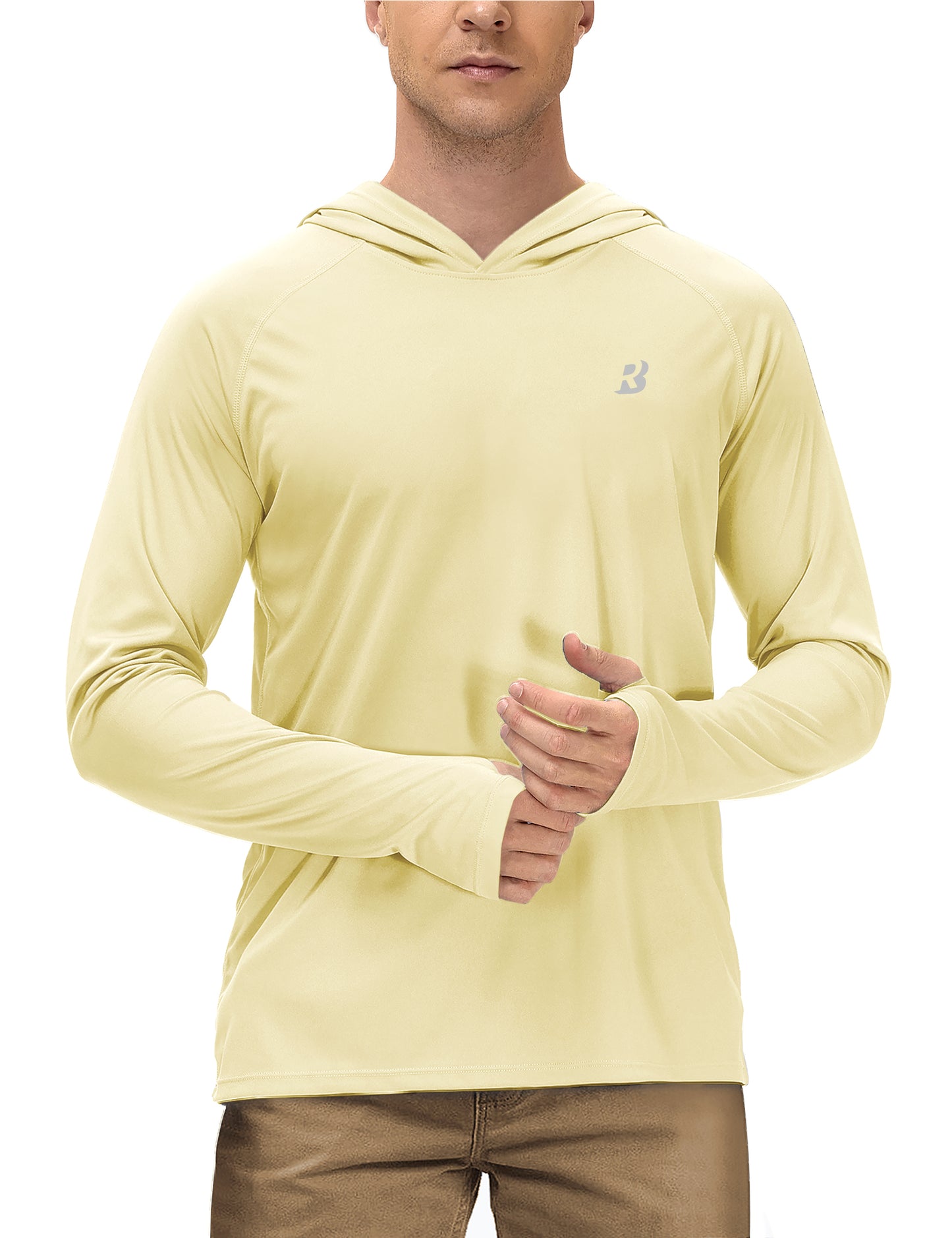 Roadbox Mens UPF 50+ Sun Protection Shirts, Outdoor UV Long Sleeve Fishing Hoodie Shirt for Hiking Running Workout Swimming