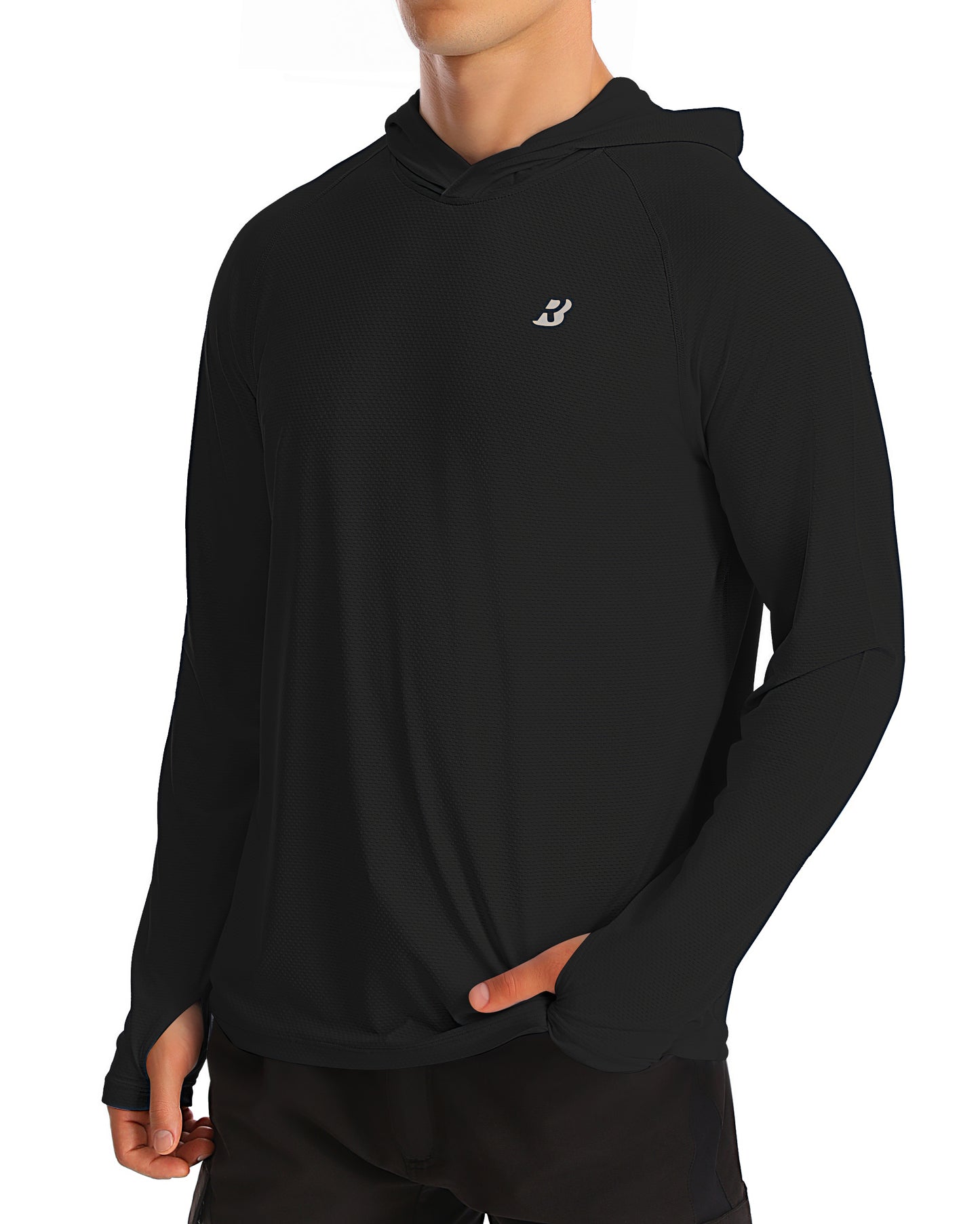 Roadbox UPF 50+ Fishing Shirts for Men, Long Sleeve UV Protection Sun Hoodie, Swim Rash Guard for Hiking Running Workout