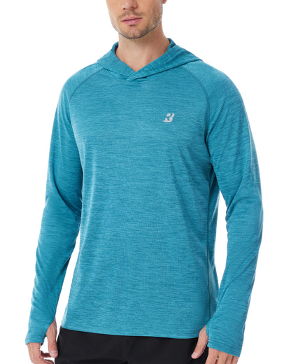 Roadbox UPF 50+ Fishing Shirts for Men, Long Sleeve UV Sun Protection Lightweight Rash Guard Hoodie for Hiking Workout