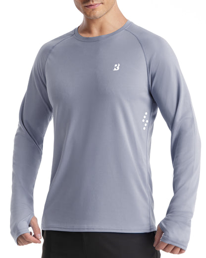 Roadbox Men's UPF 50+ Swim Rash Guard, Long Sleeve UV Sun Protection SPF Water Shirts Quick Dry for Outdoor Fishing Hiking