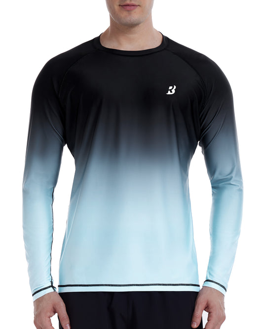 Roadbox Men's UPF 50+ Swim Shirts, Long Sleeve UV Sun Protection Rash Guard, Quick Dry SPF T-Shirt for Beach Surfing Fishing