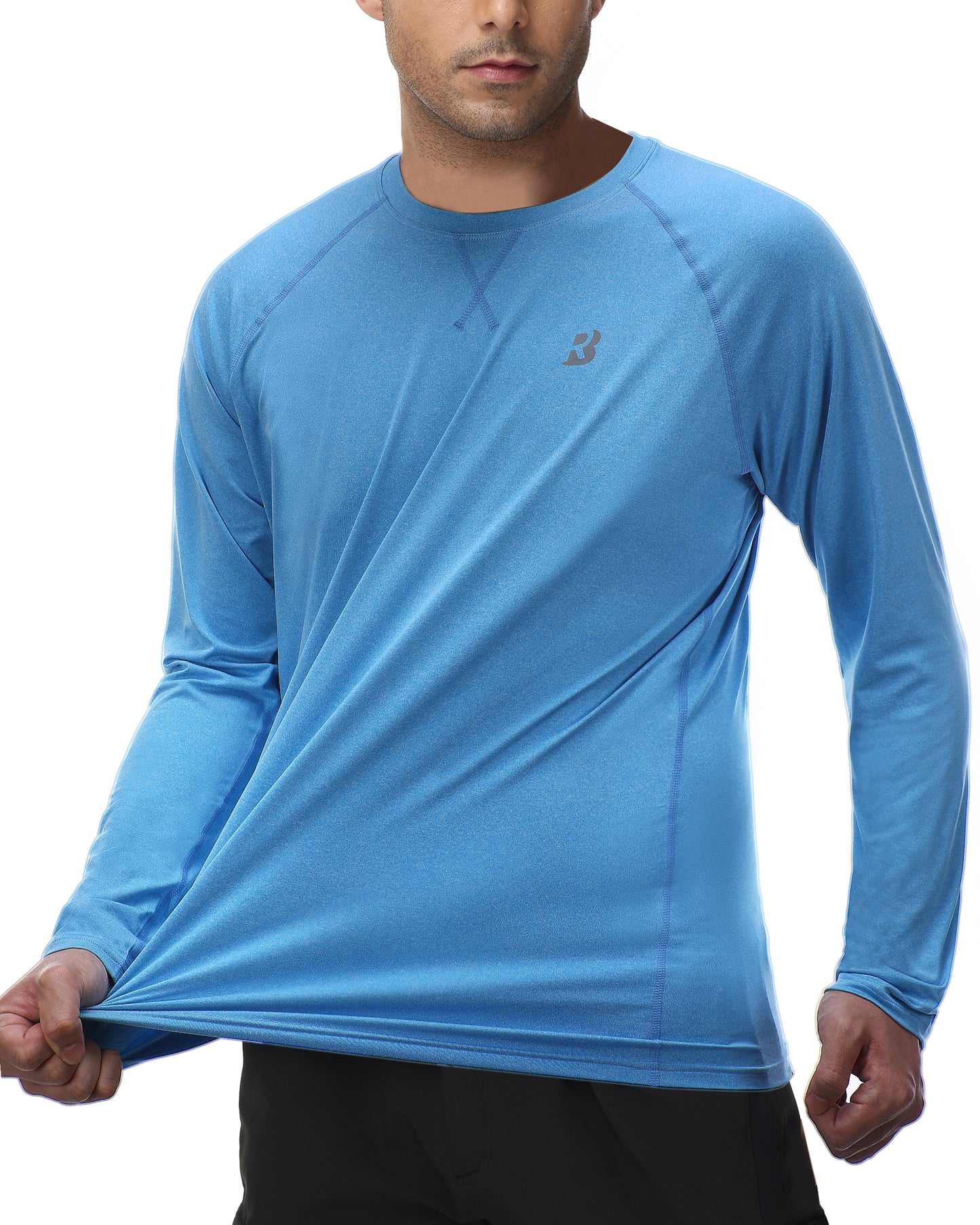 Roadbox UPF 50+ Sun Shirts for Men, UV Protection Long Sleeve Swim Shirt, Lightweight Rash Guard for Fishing Hiking Running