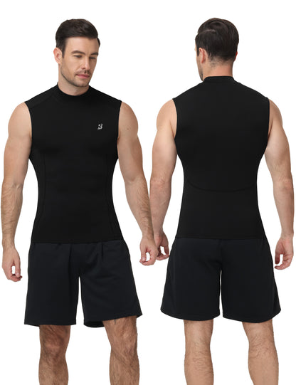 Roadbox Men's Compression Tank Top, Mock Turtleneck Sleeveless Shirt, Fitted Athletic Base Layer for Gym Workout