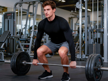 Roadbox Men's Compression Shirt, Mock Turtleneck Long Sleeve Undershirt, Quick Dry Athletic Base Layer for Sports and Workout