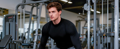 Roadbox Men's Compression Shirt, Mock Turtleneck Long Sleeve Undershirt, Quick Dry Athletic Base Layer for Sports and Workout