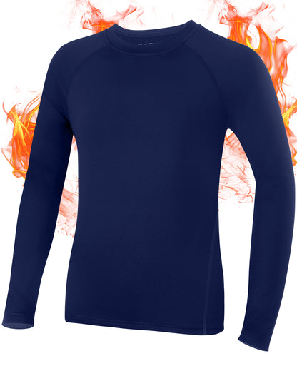 Roadbox Boys Compression Thermal Shirt - 1-2 Pack Youth Long Sleeve Fleece Base Layer Undershirts Football Baseball