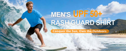 Roadbox Men's Short Sleeve Swim Shirt, UPF 50+ Quick Dry Rash Guard, UV Sun Protection Water T-Shirt for Beach and Surfing