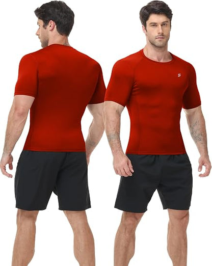Roadbox Men's Compression Shirts Short Sleeve Football Workout Undershirts