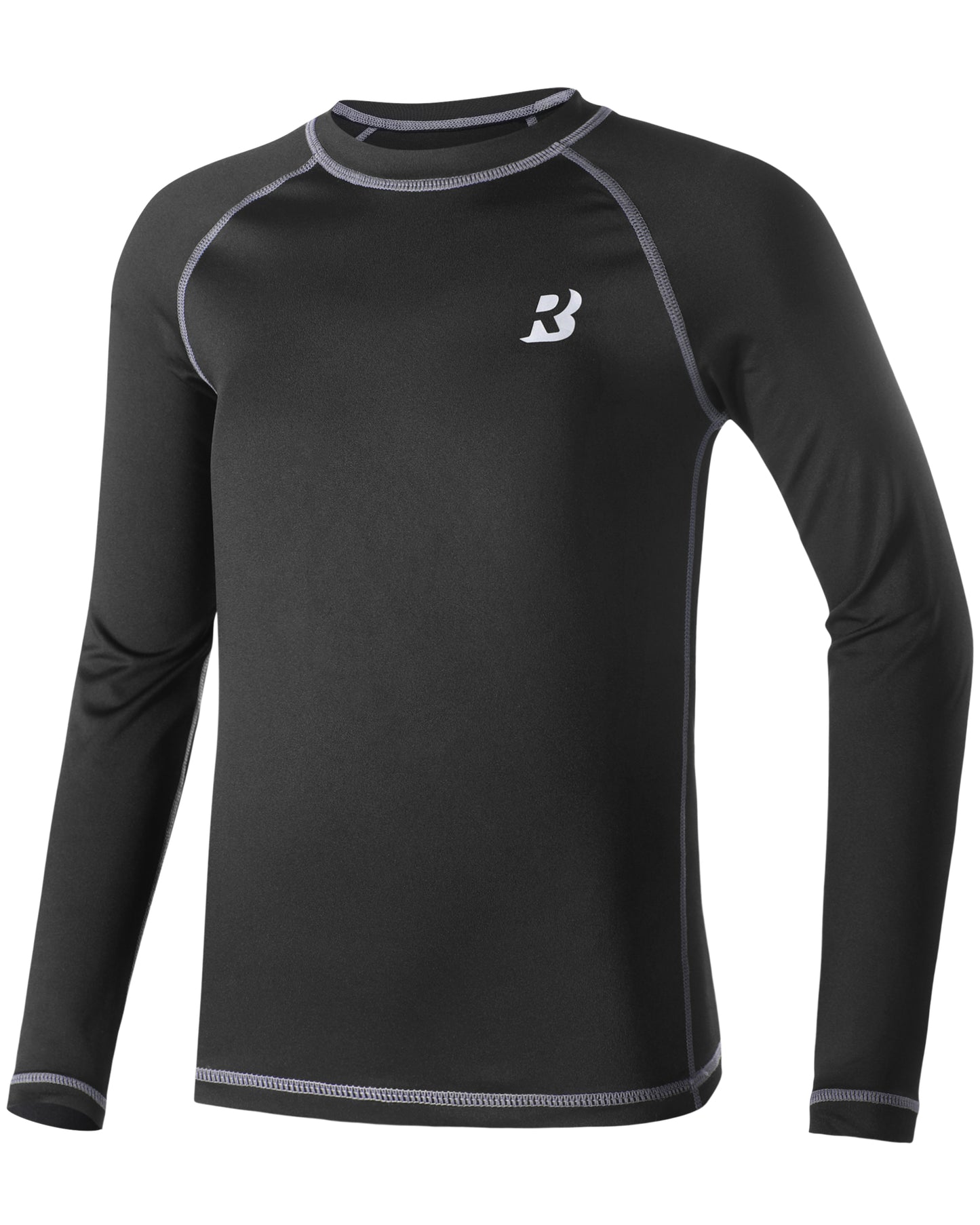 Roadbox Youth Boys Compression Shirt - Long Sleeve Kid's Football Baselayer,Quick Dry Undershirts for Sports Soccer Black