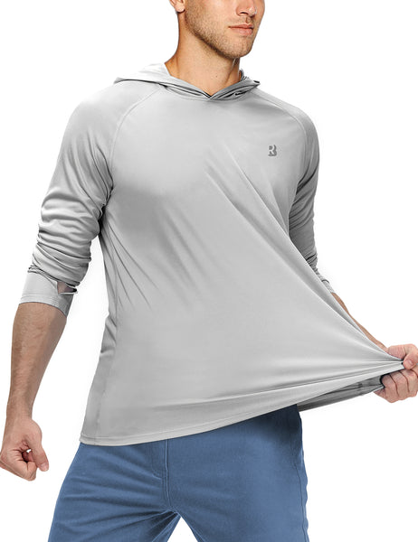 Roadbox Men's Sun Protection Long Sleeve Hoodie UPF 50+ Outdoor UV Fishing Shirts for Workout, Running, Fishing, Hiking