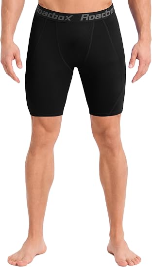 Roadbox Men's Compression Shorts, Performance Running Spandex Shorts, Workout Athletic Underwear Base Layer for Sports Gym