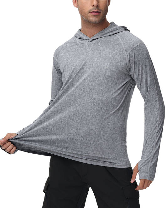 Roadbox UPF 50+ Fishing Shirts for Men Long Sleeve UV Sun Protection Hoodie Outdoor Hiking Shirts