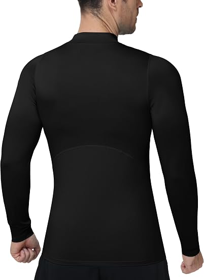 Roadbox Men's Long Sleeve Compression Shirt, Mock Turtleneck Athletic Base Layer Tops, Workout Undershirt for Gym Sports