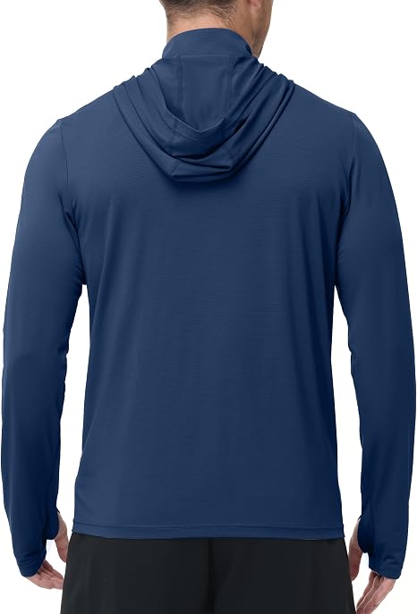 Roadbox Men's UPF 50+ Hoodie Jacket, Full Zip Hooded Hiking Fishing Shirts