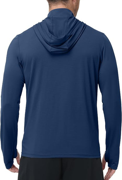 Roadbox Men's UPF 50+ Hoodie Jacket, Full Zip Hooded Hiking Fishing Shirts
