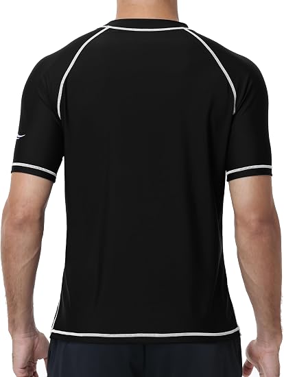 Roadbox Swim Shirts for Men, UPF 50+ Short Sleeve Rash Guard, UV Sun Protection Quick Dry Water T-Shirt for Surfing and Beach