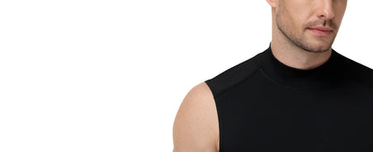 Roadbox Men's Compression Tank Top, Mock Turtleneck Sleeveless Shirt, Fitted Athletic Base Layer for Gym Workout