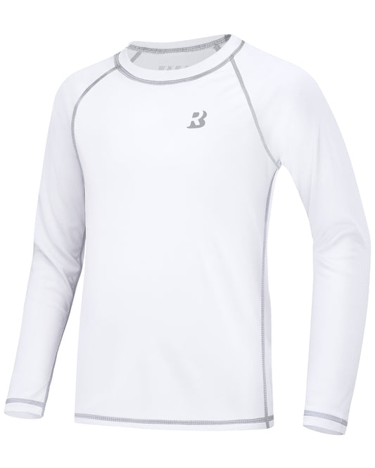 Roadbox Youth Boys Compression Shirt - Long Sleeve Kid's Football Baselayer,Quick Dry Undershirts for Sports Soccer Black