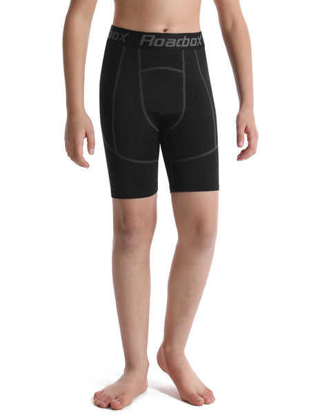 Roadbox Youth Boys Compression Shorts - Spandex Athletic Kids Running Compression Underwear for Basketball Baseball Soccer