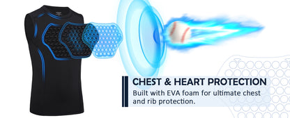 Roadbox Youth Baseball Chest Protector, Heart Guard Sternum Protection Padded Compression Shirt Softball Football Lacrosse