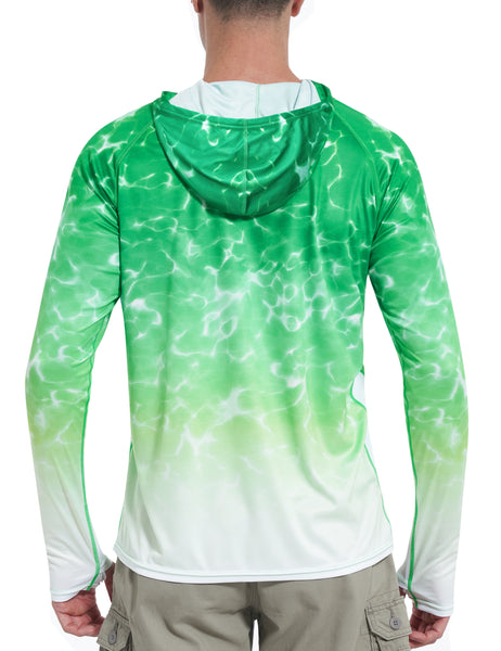 Roadbox Men's UPF 50+ Sun Protection Hoodie Shirts - Outdoor Fishing Long Sleeve Thumbholes T-Shirt Lightweight