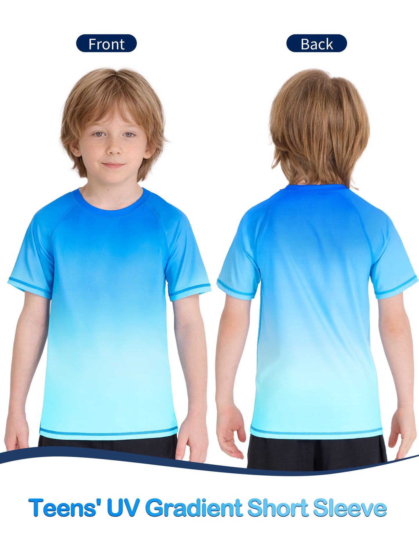 Roadbox Boys Rash Guard Short Sleeve, Swim Shirt UPF 50+ Sun Protection, Quick Dry Kids Rashguard Water Shirt for Surf Beach