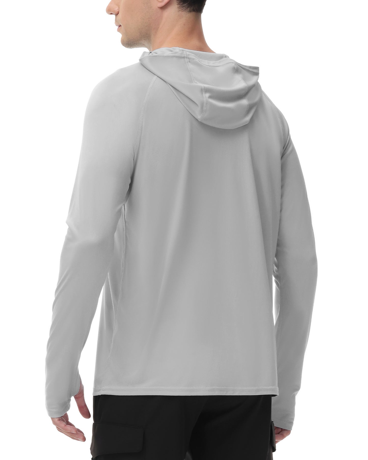 Roadbox Men's Sun Protection Hoodie Fishing Rash Guard Shirts with Secure Zip Pockets Lightweight Long Sleeve UV Shirt for Outdoor Workout, Running, Fishing, Hiking