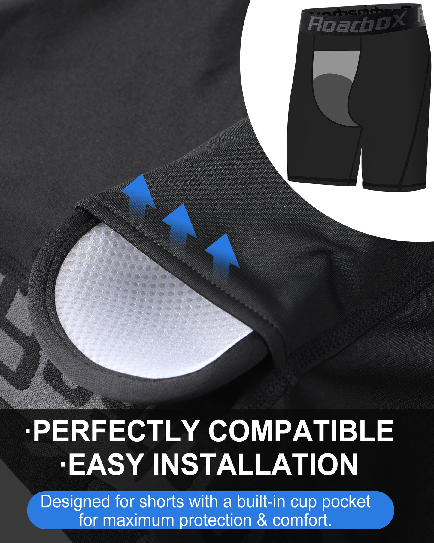 Roadbox Youth Boys Compression Shorts, Kids Spandex Underwear with Protective Cup, Athletic Base Layers for Baseball Football