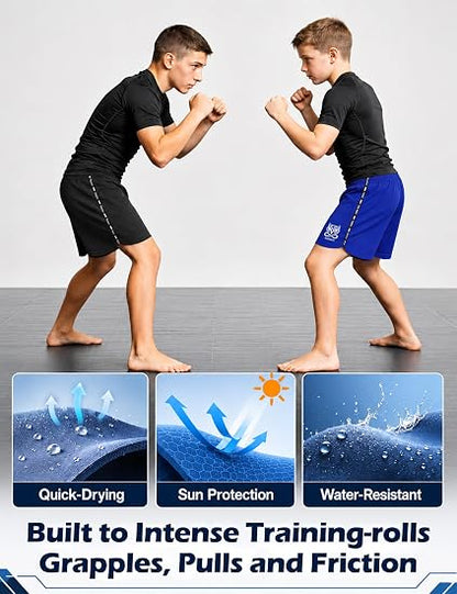 Roadbox Kids BJJ Boxing Shorts, Boys Jiu Jitsu Shorts for No-Gi Grappling