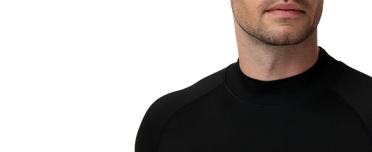 Roadbox Men's Compression Shirt, Mock Turtleneck Short Sleeve Athletic Undershirt, Quick Dry Base Layer Top for Gym Workout