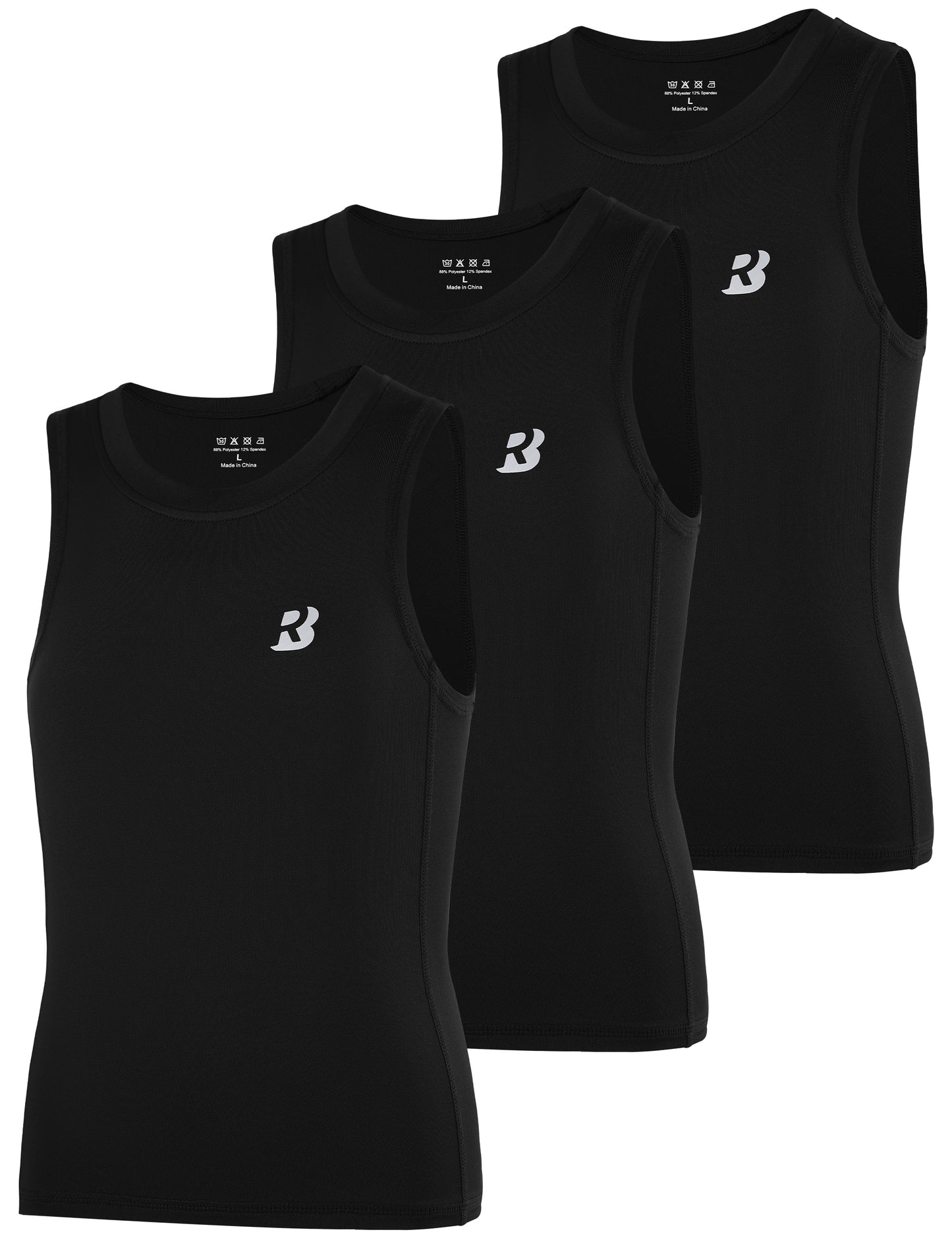 Roadbox Boys Compression Tank Tops, Tagless Soft Athletic Undershirts, Quick Dry Sleeveless Base Layer Shirt for Kids Youth