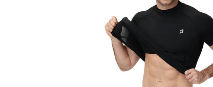 Roadbox Men's Compression Shirt, Mock Turtleneck Short Sleeve Athletic Undershirt, Quick Dry Base Layer Top for Gym Workout