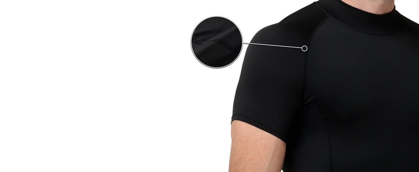 Roadbox Men's Compression Shirt, Mock Turtleneck Short Sleeve Athletic Undershirt, Quick Dry Base Layer Top for Gym Workout