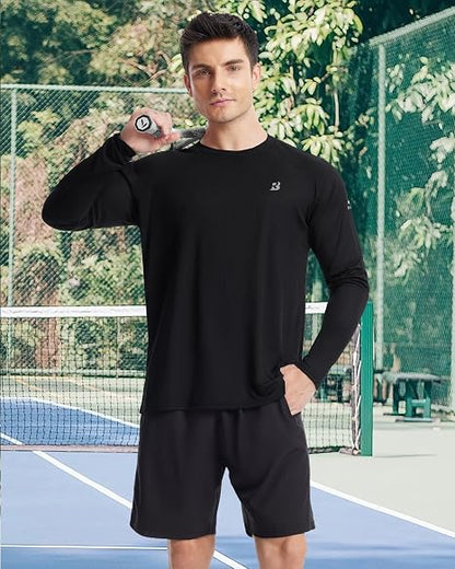Roadbox Men's UPF 50+ Swim Rash Guard, Long Sleeve UV Sun Protection SPF Water Shirts Quick Dry for Outdoor Fishing Hiking