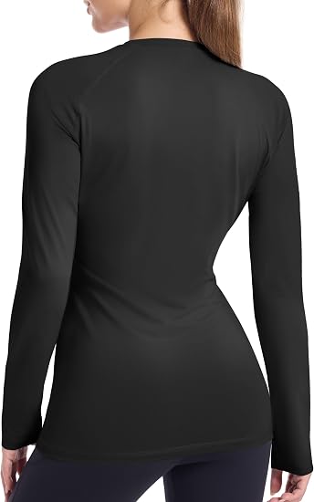 Roadbox Women's Compression Shirt Long Sleeve, Quick Dry Athletic Base Layer Tops, UPF 50+ Running Workout Underscrub Shirts