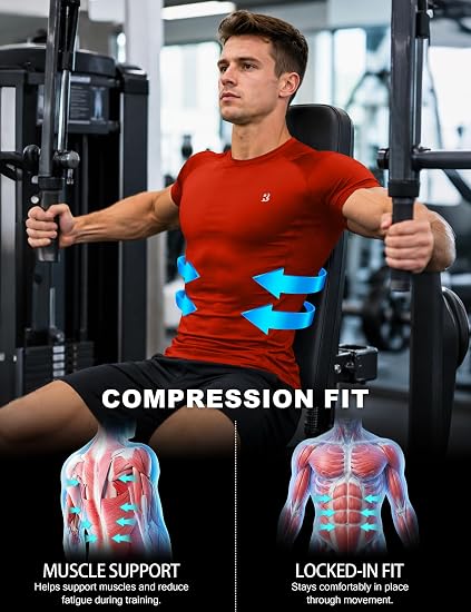 Roadbox Men's Compression Shirts Short Sleeve Football Workout Undershirts