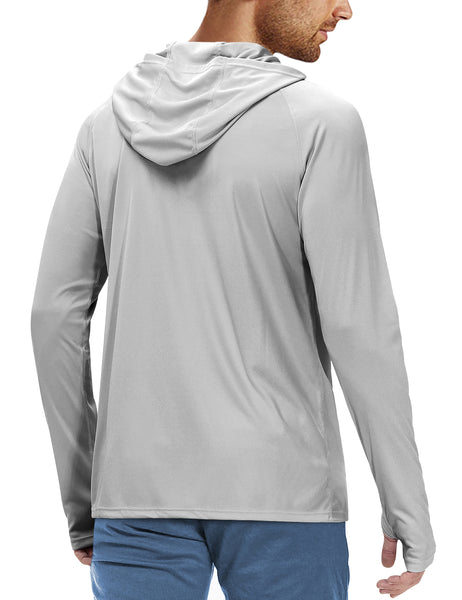 Roadbox Men's Sun Protection Long Sleeve Hoodie UPF 50+ Outdoor UV Fishing Shirts for Workout, Running, Fishing, Hiking