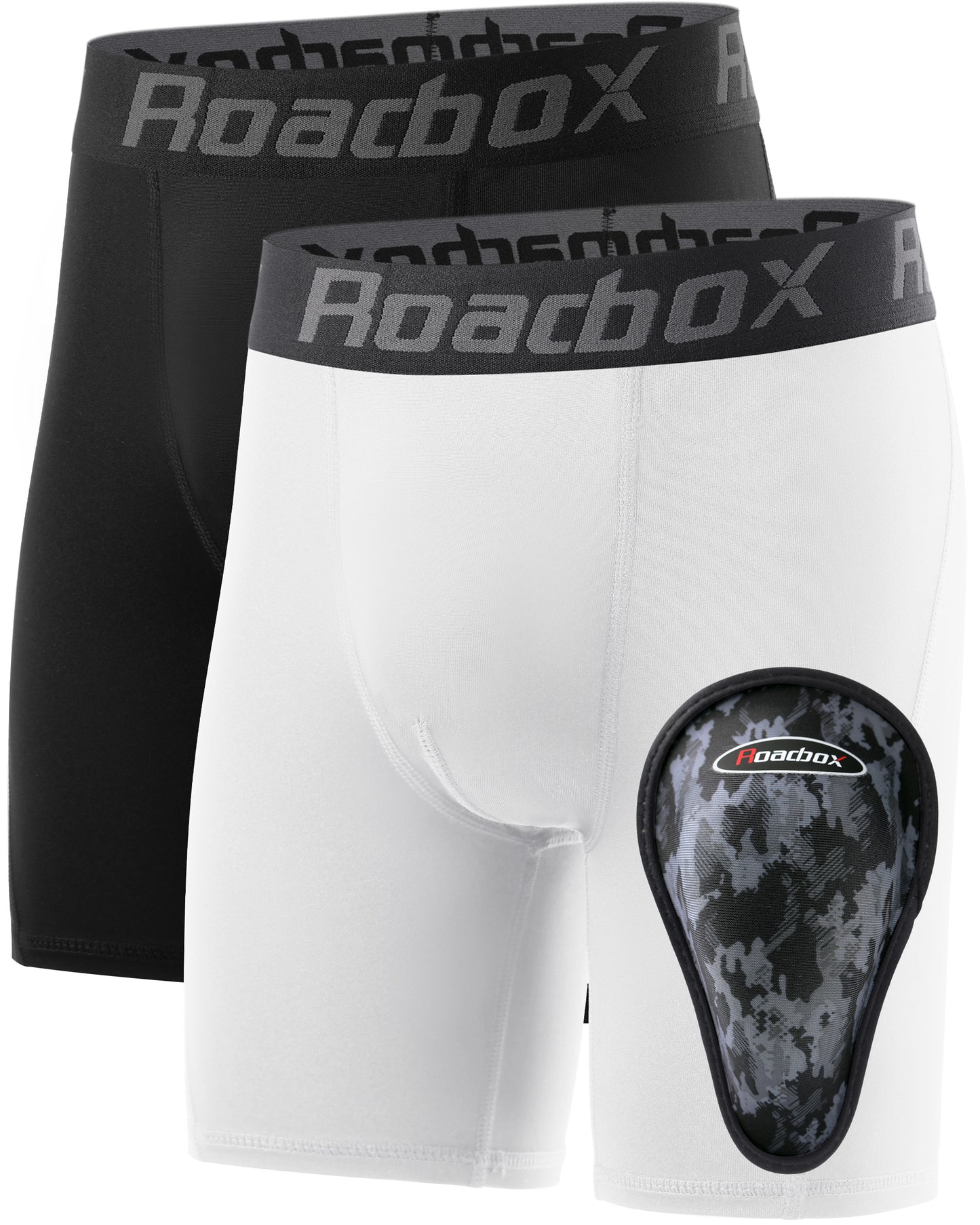 Roadbox Youth Boys Compression Shorts, Kids Spandex Underwear with Protective Cup, Athletic Base Layers for Baseball Football