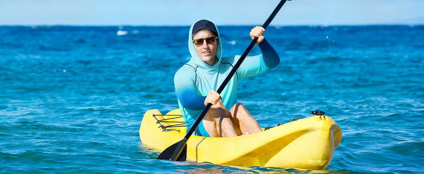 Roadbox Mens UPF 50+ Sun Protection Hoodie, UV Long Sleeve Fishing Shirts, Lightweight Swim Rash Guard for Outdoor Hiking