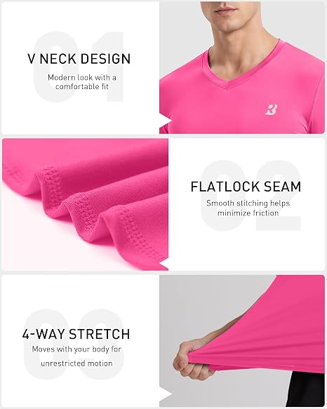 Roadbox Men's V-Neck Compression Shirts, Long Sleeve Athletic Undershirts