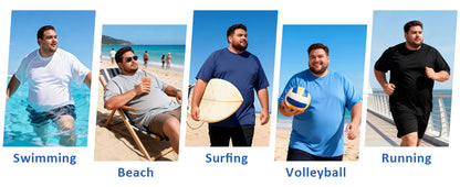 Men's Big and Tall Swim Shirts, UPF 50+ Sun Protection Short Sleeve Rash Guard, Quick Dry T-Shirt for Beach and Surfing