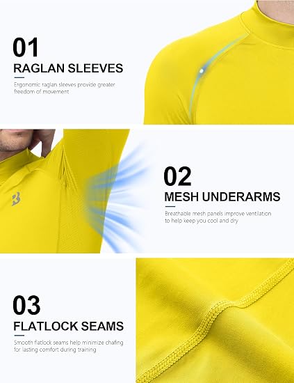 Roadbox Men's Mock Turtleneck Compression Shirts, Long Sleeve Undershirts
