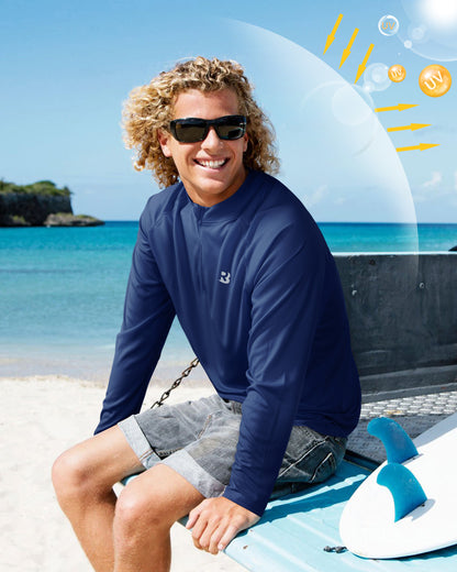 Roadbox Men's 1/4 Zip Pullover Long Sleeve, UPF 50+ UV Sun Protection Shirts, Swim Rash Guard Tops for Running Fishing