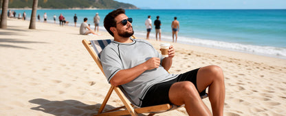 Roadbox Mens Big and Tall Swim Shirt, UPF 50+ Short Sleeve Rash Guard, UV Sun Protection Quick Dry Water T-Shirts for Beach