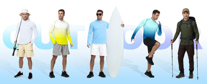 Roadbox Mens UPF 50+ Sun Protection Hoodie, UV Long Sleeve Fishing Shirts, Lightweight Swim Rash Guard for Outdoor Hiking